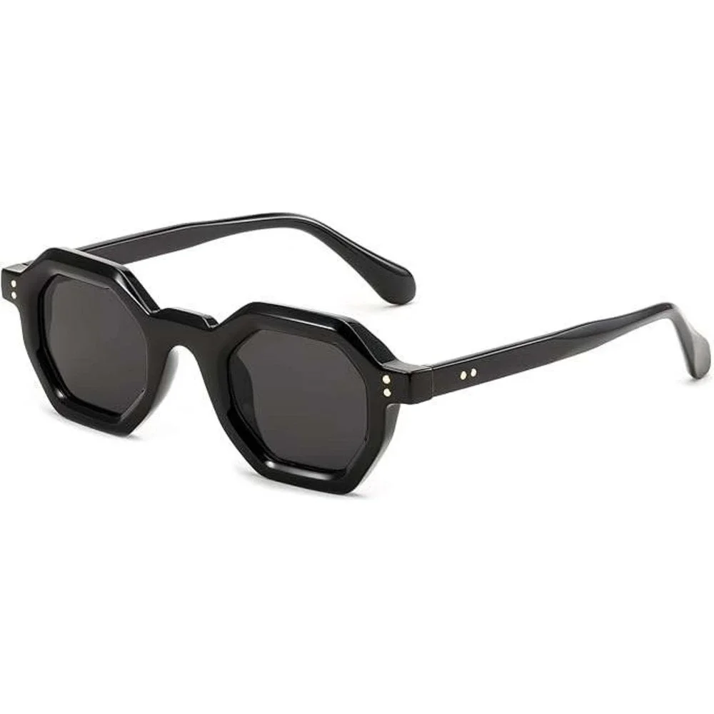 Sunglasses Men Vintage Hexagonal Dark Lenses Protect‎ Eyes Modern Design Outdoor